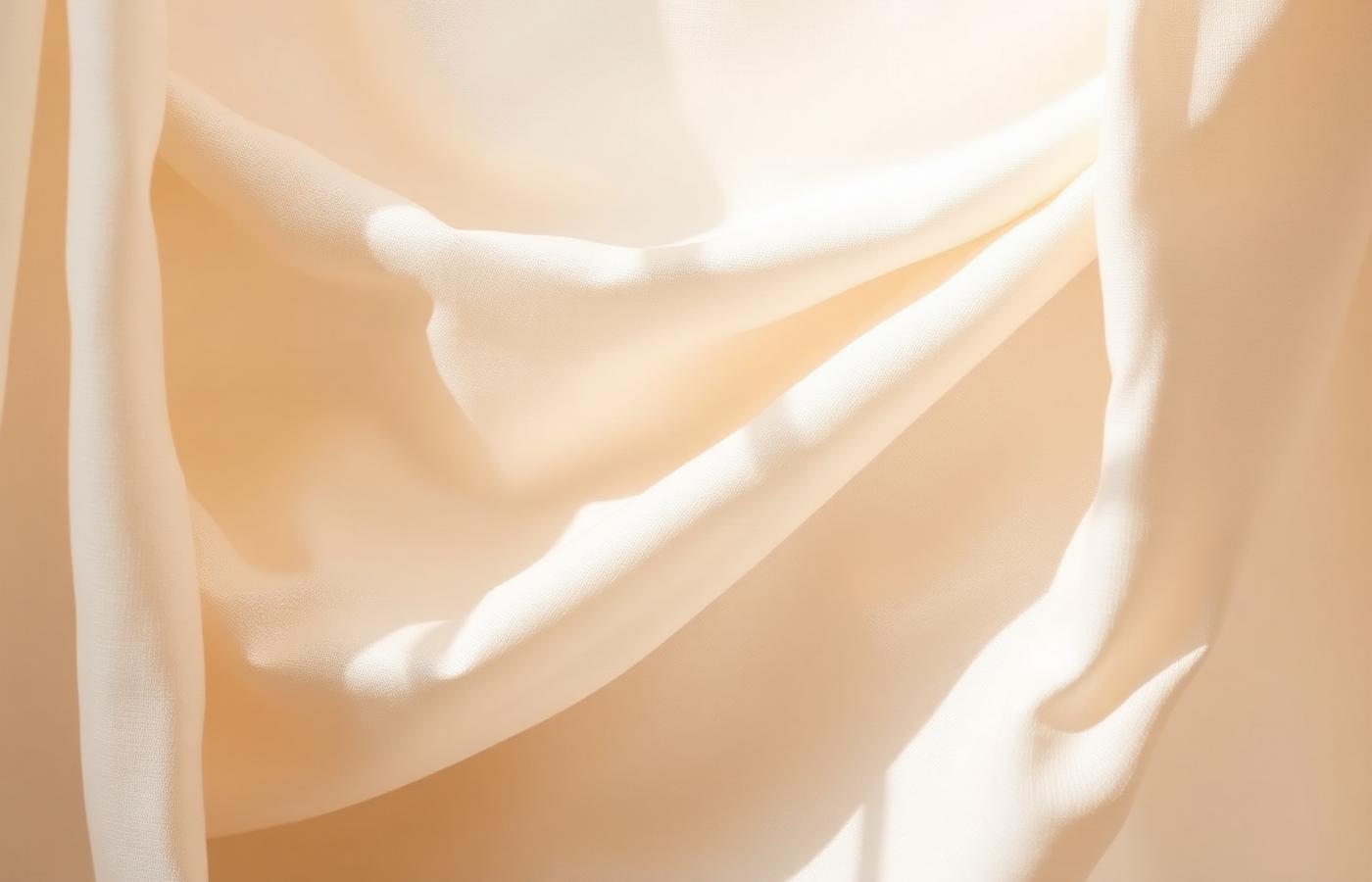 Soft cream linen fabric folds in warm light
